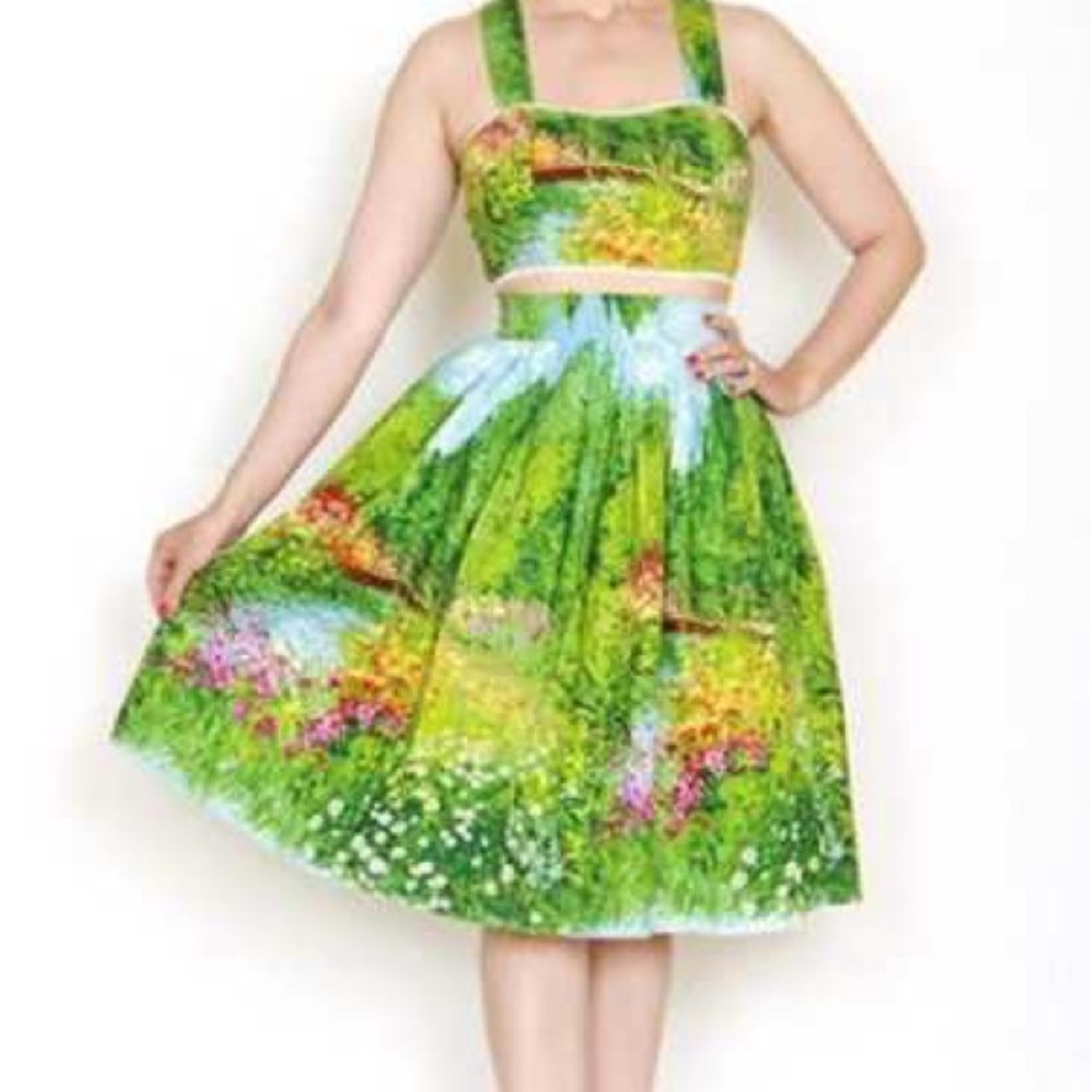 Modcloth Vibrant Garden Print A-Line skirt